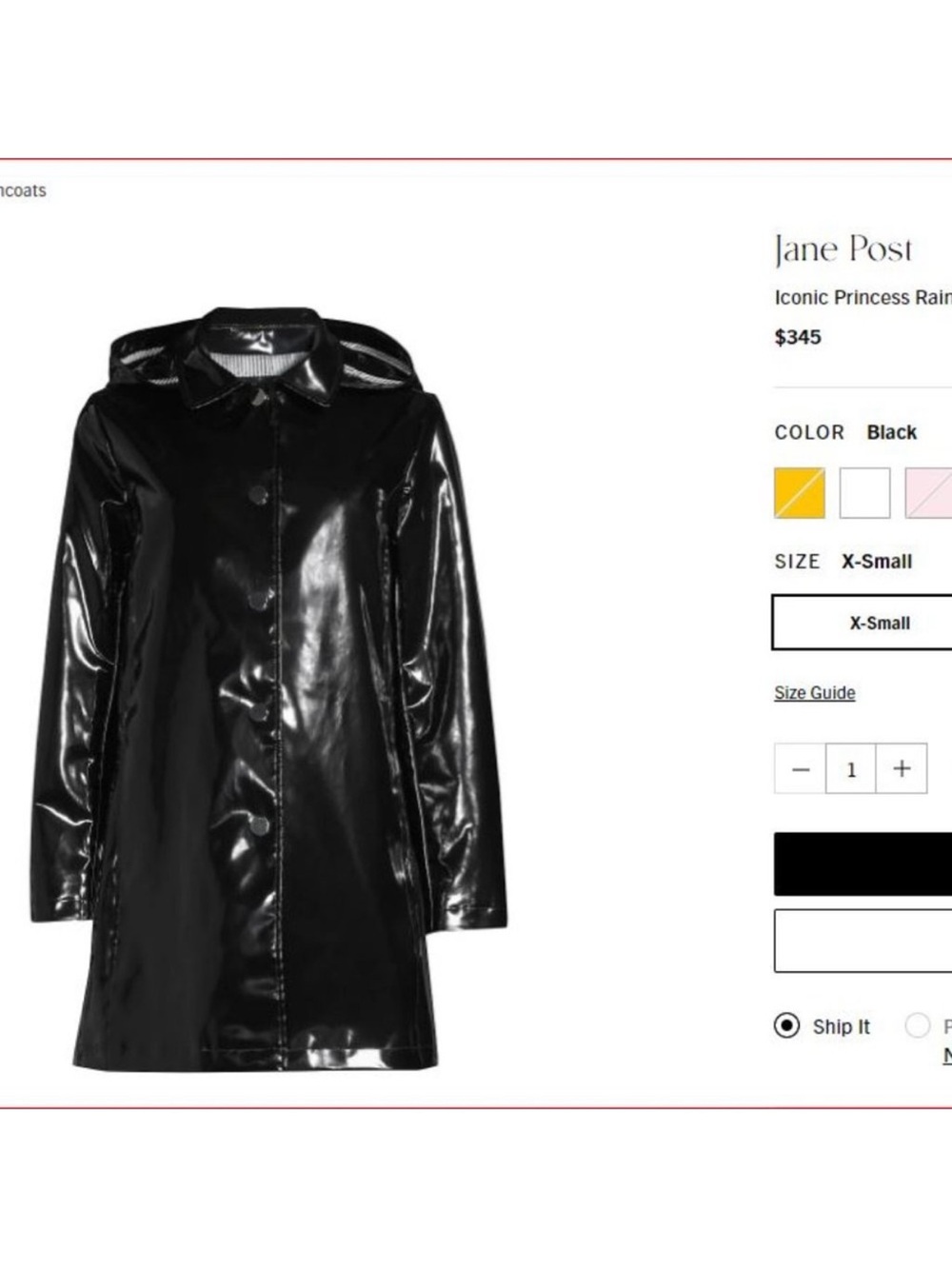 Jane Post Iconic Princess Slicker